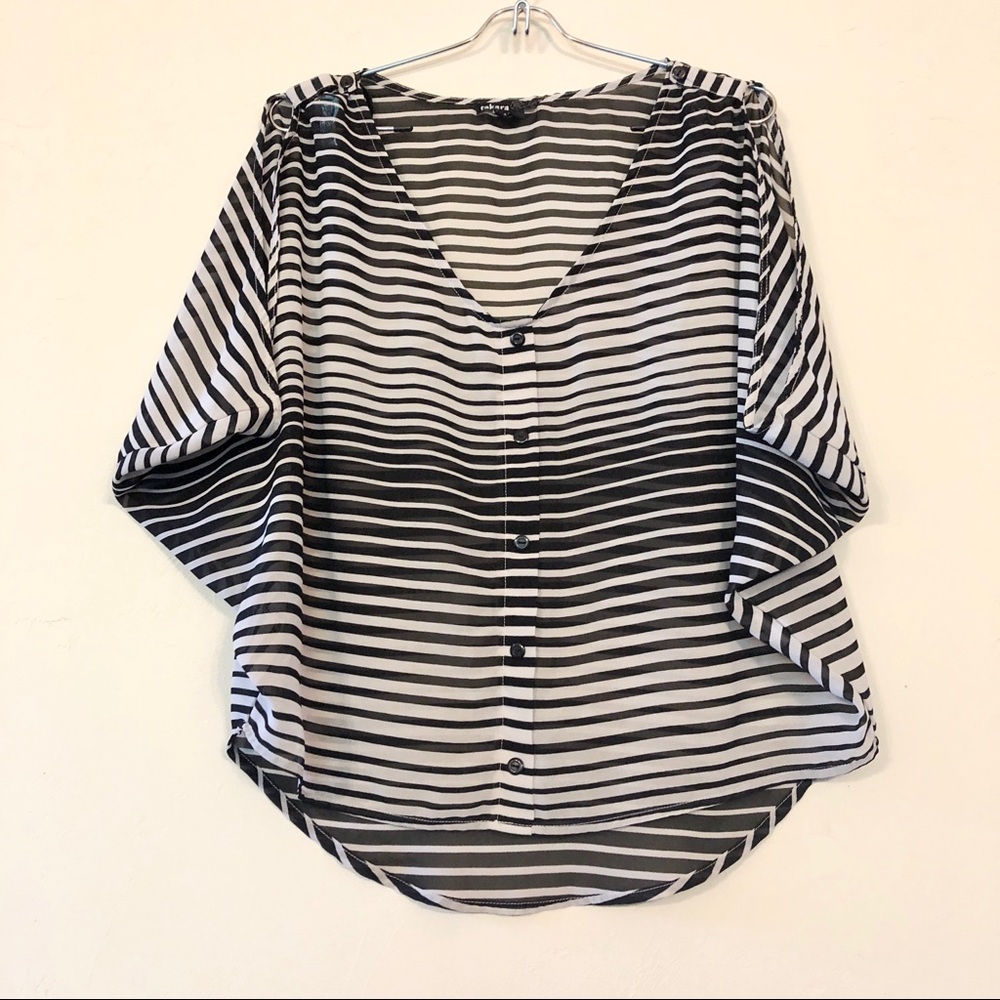 Tamara Large Black & White Striped Blouse A29